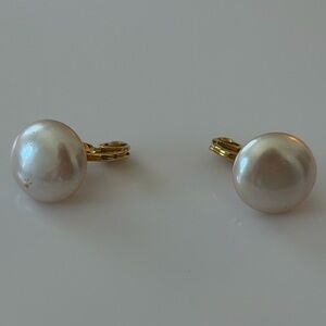 Monet Faux Pearl Gold Tone Clip-On Earrings – Vintage
